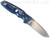 Rick Hinderer Knives Eklipse Spearpoint Automatic with push button - shown open pocket clip side.  Stonewash S45VN stainless steel plain edge blade.  Stonewash blue titanium handle.  Model KAEK35SP.