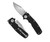Demko Knives Shark Cub Clip Point folding knife with thumb stud - shown open presentation side and closed pocket clip side.  Stonewash 20CV stainless steel plain edge blade.  Black G-10 handle.