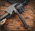RMJ Tactical Pathfinder tomahawk - shown out of sheath reverse.  Tungsten Cerakote 80CRV2 steel plain edge head.  Black G-10 handle.  Model T-PTH-TU-BK.