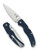 Spyderco Native Chief folding knife with thumb hole - shown open presentation side and closed pocket clip side.  Satin SPY27 stainless steel plain edge blade.  Cobalt Blue G-10 handle.  Model C244GPCBL.
