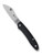Spyderco Roadie XL Clipjoint folding knife with blade hole and Double Detent - shown open presentation side.  Satin M398 stainless steel plain edge blade. Black FRN handle.  Model C267BKP.