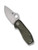 Spyderco SpyNano Flash Batch folding knife with thumb hole and flipper tab - shown open presentation side.  Satin M398 stainless steel plain edge blade.  Green Micarta handle with titanium lock side.  Model C268MTIP.