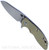 Rick Hinderer Knives XM-18 3.5" Sheepsfoot folding knife with thumb stud and flipper tab - shown open presentation side.  Working Finish S45VN stainless steel plain edge blade.  OD green G-10 handle with Working Finish lock side.  Model KXM35SHF.