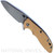 Rick Hinderer Knives XM-18 3.5" Sheepsfoot folding knife with thumb stud and flipper tab - shown open presentation side.  Working Finish S45VN stainless steel plain edge blade.  Coyote G-10 handle with Working Finish lock side.  Model KXM35SHF.