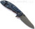 Rick Hinderer Knives XM-18 3.5" Sheepsfoot folding knife with thumb stud and flipper tab - shown open lock side.  Working Finish S45VN stainless steel plain edge blade.  Red G-10 handle with Battle Blue lock side.  Model KXM35SHF.
