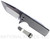 Chaves Knives Integral T.A.K. folding knife featuring a flipper tab - shown open presentation side.  Satin M390 stainless steel tanto style plain edge blade.  Stonewash titanium handle.  Model CK-1C1-2A1B-1A0.