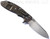 Rick Hinderer Knives XM-18 3.5" Sheepsfoot folding knife with thumb stud and flipper tab - shown open lock side.  Stonewash S45VN stainless steel plain edge blade.  Black G-10 handle with stonewash bronze lock side.  Model KXM35SHF.