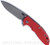 Rick Hinderer Knives XM-18 3.5" Spanto folding knife with thumb stud and flipper tab - shown open presentation side.  Working Finish S45VN stainless steel plain edge blade.  Red G-10 handle with Working Finish lock side.  Model KXM35SPA.