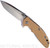 Rick Hinderer Knives XM-18 3.5" Spanto folding knife with thumb stud and flipper tab - shown open presentation side.  Stonewash S45VN stainless steel plain edge blade.  Coyote G-10 handle with stonewash bronze lock side.  Model KXM35SPA.