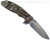 Rick Hinderer Knives XM-18 3.5" Spanto folding knife with thumb stud and flipper tab - shown open lock side.  Stonewash S45VN stainless steel plain edge blade.  Coyote G-10 handle with stonewash bronze lock side.  Model KXM35SPA.