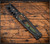 RMJ Tactical Lady Death fixed blade knife - shown in sheath obverse.  Graphite Black Cerakote 3V steel plain edge blade.  Black G-10 handle.  Model K-LD-3V-GB-BK.