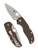 Spyderco Native 5 Sprint Run folding knife with thumb hole - shown open presentation side and closed pocket clip side.  15V steel plain edge blade.  Brown G-10 handle.  Model C41GPBN15V5.
