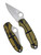 Spyderco Para 3 Salt folding knife with thumb hole - shown open presentation side and closed pocket clip side.  Satin MagnaCut stainless steel plain edge blade. Black and yellow G-10 handle.  Model C223GBKYLMCP.