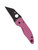 Spyderco MicroJimbo Sprint Run folding knife with thumb hole - shown open presentation side.  Black S30V stainless steel plain edge blade.  Pink G-10 handle.  Model C264GPNBKP.