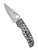 Spyderco Edgerati folding knife with thumb hole - shown open presentation side.  Satin S30V stainless steel plain edge blade. Aluminum handle.  Model C266ALP.