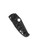 Spyderco Edgerati folding knife with thumb hole - shown closed pocket clip side.  Black S30V stainless steel serrated edge blade. Black aluminum handle.  Model C266BKALBKS.