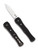 Spyderco Janisong restricted knife - shown open presentation side and closed pocket clip side.  Satin S30V stainless steel plain edge blade.  Black G-10 handle with button lock.  
Model C191GP