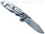 Rick Hinderer Knives Eklipse folding knife with flipper tab - shown open - stonewash titanium lock side.  Stonewash 3.5" hollow grind S45VN stainless steel plain edge blade.  Blue G-10 handle scale.  Model KEK35SLHO