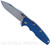 Rick Hinderer Knives Eklipse folding knife with flipper tab - shown open - presentation side.  Stonewash 3.5" hollow grind S45VN stainless steel plain edge blade.  Blue - Black G-10 handle scale.  Model KEK35SLHO