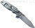 Rick Hinderer Knives Eklipse folding knife with flipper tab - shown open - stonewash titanium lock side.  Stonewash 3.5" hollow grind S45VN stainless steel plain edge blade.  Olive Drab (OD) Green G-10 handle scale.  Model KEK35SLHO