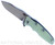 Rick Hinderer Knives Eklipse folding knife with flipper tab - shown open - presentation side.  Stonewash 3.5" hollow grind S45VN stainless steel plain edge blade.  Translucent Green G-10 handle scale.  Model KEK35SLHO