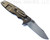Rick Hinderer Knives Eklipse folding knife with flipper tab - shown open - stonewash bronze titanium lock side.  Stonewash 3.5" hollow grind S45VN stainless steel plain edge blade.  Black G-10 handle scale.  Model KEK35SLHO