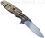 Rick Hinderer Knives Eklipse folding knife with flipper tab - shown open - stonewash bronze titanium lock side.  Stonewash 3.5" hollow grind S45VN stainless steel plain edge blade.  Coyote Brown G-10 handle scale.  Model KEK35SLHO
