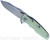 Rick Hinderer Knives Eklipse folding knife with flipper tab - shown open - presentation side.  Stonewash 3.5" hollow grind S45VN stainless steel plain edge blade.  Translucent Green G-10 handle scale.  Model KEK35SLHO