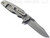 Rick Hinderer Knives Eklipse folding knife with flipper tab - shown open - Working Finish titanium lock side.  Working Finish 3.5" hollow grind S45VN stainless steel plain edge blade.  Translucent Green G-10 handle scale.  Model KEK35SLHO