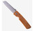 Tactile Knife Co Mariner 2 folding knife featuring a thumb disk - shown open presentation side.  Stonewash MagnaCut stainless steel plain edge blade.  Vintage Micarta handle scale with gray titanium pocket clip side.  Model 20-MAR-MC01-RMBR.