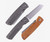 Tactile Knife Co Mariner 2 folding knife featuring a thumb disk - three different views in same picture - closed pocket clip side, open pocket clip side, and closed presentation side.  Stonewash MagnaCut stainless steel plain edge blade.  Vintage Micarta handle scale with gray titanium pocket clip side.  Model 20-MAR-MC01-RMBR.