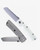 Tactile Knife Co Mariner 2 folding knife featuring a thumb disk - shown open presentation side and partially open pocket clip side.  Stonewash MagnaCut stainless steel plain edge blade.  Natural G-10 handle scale with gray titanium pocket clip side.  Model 20-MAR-MC01-GXNA.