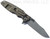 Rick Hinderer Knives Eklipse folding knife with flipper tab - shown open - Battle Bronze titanium lock side.  Working Finish 3.5" hollow grind S45VN stainless steel plain edge blade.  FDE G-10 handle scale and a Battle Bronze lock side.  Model KEK35SLHO.