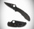 Spyderco Delica 4 TKD Exclusive folding knife with thumb hole - shown open presentation side and closed pocket clip side.  Black Cru-Wear steel plain edge blade.  Black carbon fiber handle.  Model C11CFPBK.