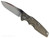 Rick Hinderer Knives Eklipse Spearpoint Automatic with push button - shown open presentation side.  Stonewash S45VN stainless steel plain edge blade.  Battle Bronze titanium handle.  Model KAEK35SP.