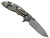 Rick Hinderer Knives XM-18 Skinny Slicer with thumb stud and flipper tab - shown open lock side.  Working Finish Magnacut stainless steel, hollow ground, plain edge blade.  Orange G-10 handle with Battle Bronze lock side.  Model KXM35SKSL.