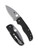 Spyderco Shaman Lightweight folding knife with thumb hole - shown open presentation side and closed pocket clip side.  CTS-BD1N stainless steel plain edge blade.  Black FRN handle.  Model C229PBK.