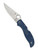 Spyderco Stretch 2 XL folding knife with thumb hole - shown open presentation side.  Satin SPY27 stainless steel plain edge blade.  Cobalt blue FRN handle.  Model C258PCBL.