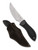 Spyderco Sprint Run Bill Moran Upswept fixed blade knife - shown out of sheath obverse and in sheath obverse.  Damasteel DS93X steel plain edge blade.  Gray FRN handle with black Kraton inserts.  Model FB01PGYD.