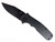 Demko Knives Shark Cub Clip Point folding knife with thumb stud - shown open presentation side.  Black 20CV stainless steel plain edge blade.  Black Aluminum handle.