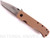 Emerson Knives CQC-7V SF folding knife with thumb disk and Emerson Wave opener - shown open presentation side.  Satin 154CM stainless steel, "V" ground, plain edge blade.  Tan G-10 handle.  Model CQC-7V-SF.