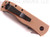 Emerson Knives CQC-7V SF folding knife with thumb disk and Emerson Wave opener - shown closed pocket clip side.  Satin 154CM stainless steel, "V" ground, plain edge blade.  Tan G-10 handle.  Model CQC-7V-SF.