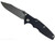 Rick Hinderer Knives Skinny Eklipse Slicer folding knife with flipper tab - shown open - presentation side.  Working Finish 3.5" hollow grind MagnaCut stainless steel plain edge blade.  Black G-10 handle scale with Working Finish lock side.  Model KEK35SKSLHO