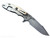 Rick Hinderer Knives XM-18 Skinny Harpoon Spanto with thumb stud and flipper tab - shown open lock side.  Stonewash MagnaCut stainless steel plain edge blade.  Translucent Green G-10 handle with stonewash lock side.  Model KXM35SKHS.
