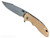 Rick Hinderer Knives XM-18 Skinny Harpoon Spanto with thumb stud and flipper tab - shown open presentation side.  Working Finish MagnaCut stainless steel plain edge blade.  Coyote Brown G-10 handle with Working Finish lock side.  Model KXM35SKHS.