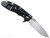 Rick Hinderer Knives XM-18 3.5" Slicer Hollow Grind folding knife with thumb stud and flipper tab - shown open lock side.  Stonewash 20CV stainless steel plain edge blade.  Coyote G-10 handle with Stonewash Black DLC lock side.  Model KXM35SLDLC.