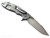 Rick Hinderer Knives XM-18 3.5" Harpoon Spanto folding knife with thumb stud and flipper tab - shown open lock side.  Stonewashed MagnaCut stainless steel plain edge blade.  Coyote G-10 handle with stonewash lock side.  Model KXM35HS.