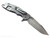 Rick Hinderer Knives XM-18 3.5" Harpoon Spanto folding knife with thumb stud and flipper tab - shown open lock side.  Stonewashed MagnaCut stainless steel plain edge blade.  Red G-10 handle with stonewash lock side.  Model KXM35HS.