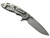 Rick Hinderer Knives XM-18 3.5" Spanto folding knife with thumb stud and flipper tab - shown open lock side.  Working Finish 20CV stainless steel plain edge blade.  OD green G-10 handle with Working Finish lock side.  Model KXM35SPA.