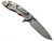 Rick Hinderer Knives XM-18 3.5" Spanto folding knife with thumb stud and flipper tab - shown open lock side.  Working Finish 20CV stainless steel plain edge blade.  Orange G-10 handle with Working Finish lock side.  Model KXM35SPA.